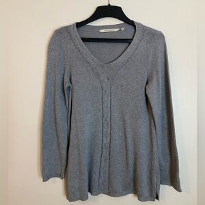 Soft Surroundings Gray  V-Neck Sweater cotton viscose silk blend medium